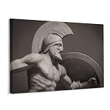 Ancient Greek Warrior Sculpture Black and White Modern Design Home Decor Canvas Print Wall Art Poste