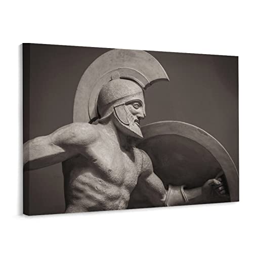 Ancient Greek Warrior Sculpture Black And White Modern Design Home Decor Canvas Print Wall Art Poste Canvas Wall Art Prints For Wall Decor Room Decor Bedroom Decor Gifts 20X26Inch(51X66Cm) Frame-Sty #TOP1