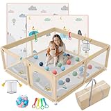 JUPPLIES Parc Bébé Sécurisé 120×120 cm – Aire de Jeu Carrée...