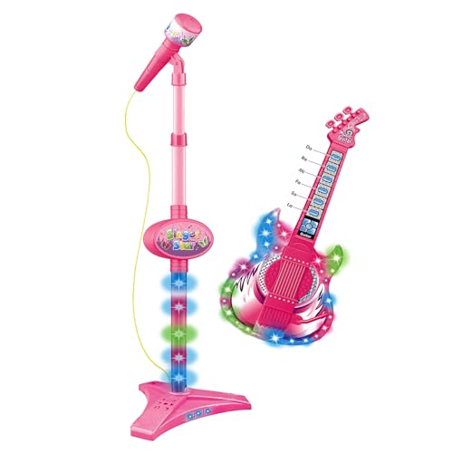 Guitarra - ABS + Electrónica, Juguete Guitarra, Guitarras Eléctricas, Juguete Musical Multifunción | Con Micrófono, para 3-8 años, regalo de cumpleaños, presente festival, desarrollo de C