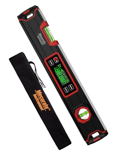 Image of Mecurate 16-Inch Digital Level, Portable Electronic Angle Finder with Backlit Display, ±0.1 Accuracy, Magnetic Base, 4 Measurement Units, Compact Torpedo Smart Level Tool for DIY & Professional Use