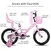 KEANO Zinnia 14 Inch Kids Bike for Girls Ages 3-5 Years, 14 Inch Girls' Bikes with Training Wheels, Streamers, Basket and Doll Seat, Children Bicycles Pink