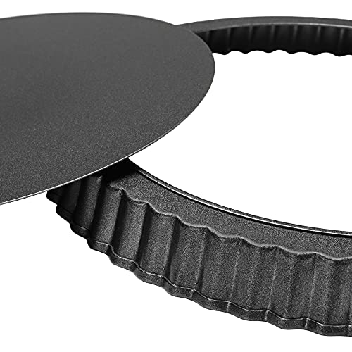 Sinnsally Quiche Pan,30cm Flan Tins with Loose Base,Fluted Tart Tin Flan Case Tin Removable Loose Bottom,Mini Tart Mould Tins for Baking,Pie Dish Round Deep Dish - Image 2