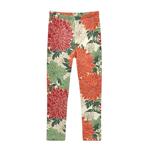 Girls' Leggings Flowers Floral Red Kids Yoga Tights Pants 1 Pack 20849973