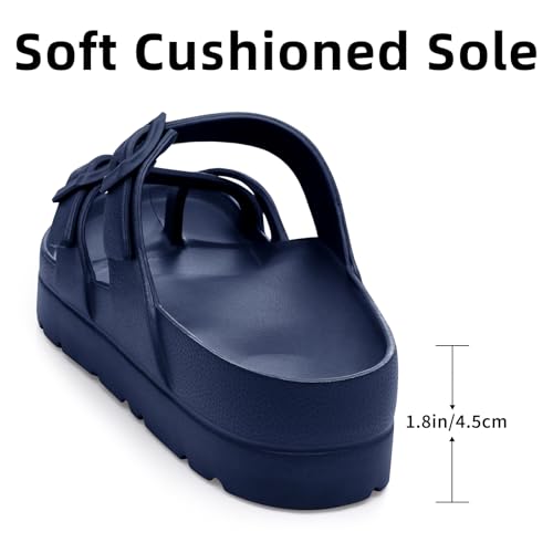 Image of Goosecret Women's Platform Sandals with Arch Support Comfortable Foam Slides Summer Beach Sandals with Adjustable Buckle
