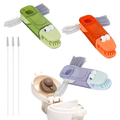 Image of Cup Lid Cleaning Brush 3 PCS,Tumbler Lid Cleaning Brush 4-in-1,Portable,Multifunctional,for Tight Spaces, Sealed Containers,Sippy Cups
