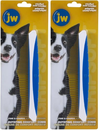 JW Pet Company 8-Inch Gripsoft Rotating Comfort Comb, Fine and Coarse (Pack of 2) image 5