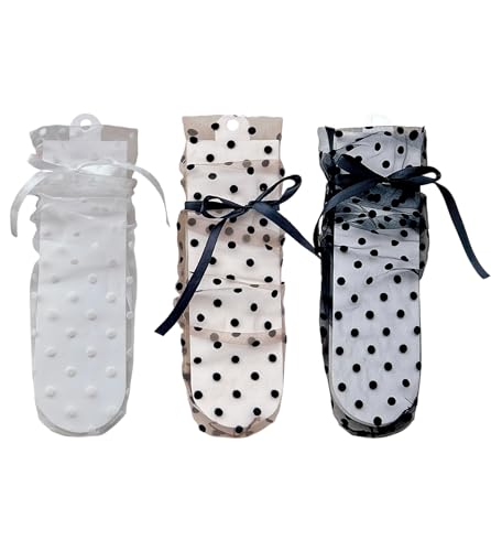 Ankle Sheer Tulle Socks for Women 3 Pairs Size 5-8 Crew Nylon Mesh Thin