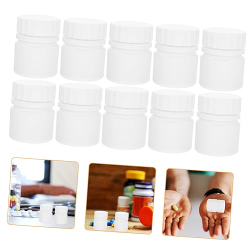 NAMOARLY 12pcs 30ml Small Medicine Bottle Containers Liquid Small Bottles Capsukes Clear Empty Tablet Bottles for Pills Tablets Travel Bottle Pouches with Cap Storage Organizer White Hdpe