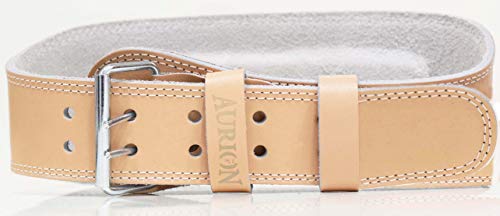 Image of Aurion Super Pro Genuine Leather Padded Weight Lifting Belt (Large, Tan Color, 1pc) & Aurion Longlasting Genuine Leather Padded Weight Lifting Belt (Small, Tan Color, 1pc)