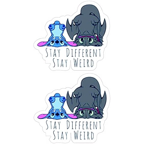 Stay Different Stay Weird Vinyl Decal Sticker Stitch Ohana Decor Wall Bumper Laptop Sticker for Cars Auto Wall Cell Windows Trucks Cover