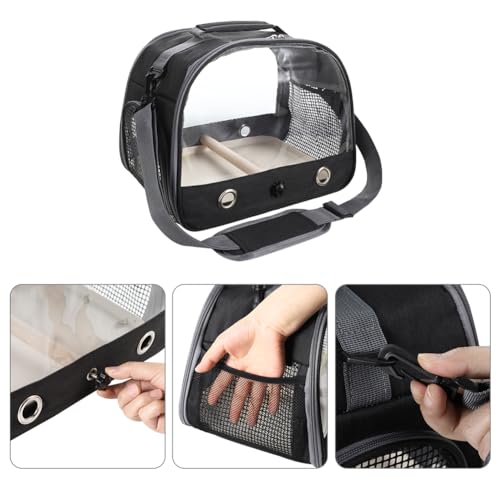 Image of Small Bird Travel Carrier Cage Portable Bird Parrot Parakeet Cockatiel Travel Carrier Bag Lightweight Birds Backpack with Standing Perch and Stainless Tray for Vet Visit Side Access Window