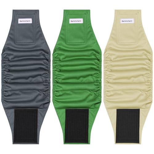 Barklincharm 3 Pack Dog Diapers Male Reusable, High Absorbing Washable Dog Wraps, Male Dog Belly Band for Dogs with Incontinence or Frequent Urination(X-Large, White)