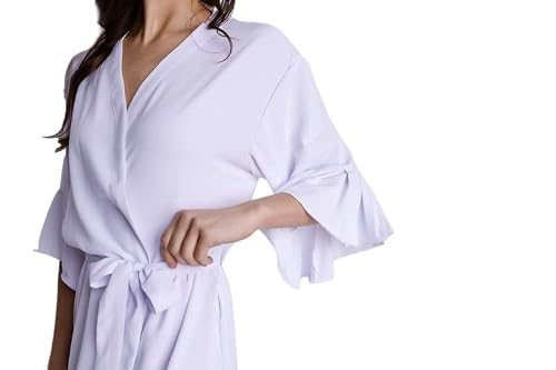 Mackleys Matte Satin Ruffle Sleeve Robe #TOP28