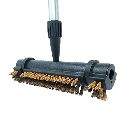 Cleanovation Deck Scrub Brush 53” Telescopic Handle 2 in 1 Patio Groove Stiff Bristle Patio Scrubber for Cleaning Deck Patio