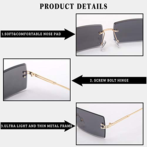 Image of Stylish Small Rectangle Sunglasses Women Men Tinted Frameless Eyewear Ultralight Candy Color Ocean Sun Glasses Shades NP1034