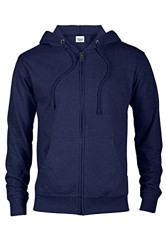 Casual Garb Hoodies for Men Heather French Terry Full Zip Hoodie Hooded Sweatshirt Navy Medium