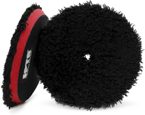 SPTA Microfiber Polishing Pad, 2Pcs 5Inch 125mm Pads Microfiber Cutting Disc Finishing Disc with Hook & Loop Backing for Car Buffer Polisher Cutting Buffing Waxing and Polishing