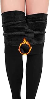 Women's Winter Warm Fleece Lined Leggings, High Waisted Warm Thick Velvet Tights Thermal Pants One Size Black