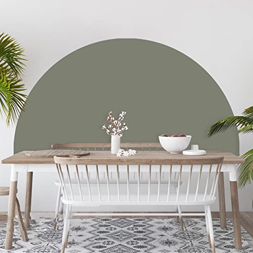 Jevulsoyln Half Circle Boho Headboard Decal - Semicircle Wall Decor Sticker, Decals For Bedroom Living Room Bed, Arch Mural Stickers Hotel Corridor Decoration, 66.14”X33.07”(Beige Green) #TOP1