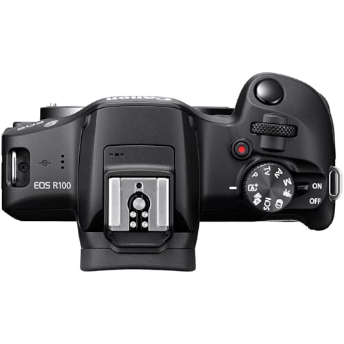 Canon EOS R100 Mirrorless Camera with RF-S 18-45mm f/4.5-6.3 is STM and 75-300mm f/4-5.6 & 420-800mm f/8 Lens + 64 GB Memory + Extra Battery + Camera Case + More (25pc Bundle) (Renewed)