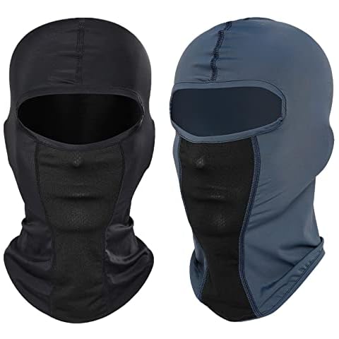 Balaclava for Men Women Breathable Mesh Design UPF 50+ Cooling Face Mask Hat (Pack of 2, Black+ Slategrey) Cover