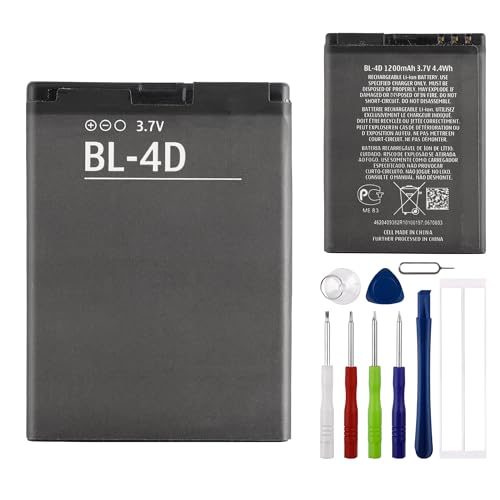 E yiiviil Batería de repuesto BL 4D compatible con Nokia E5 E6 E7 E7 00 N8 N97 Mini 1200 mAh/3,7 V/4,4 Wh, con herramientas