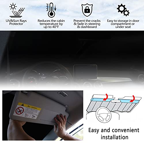 Car Trapezoidal Windshield Sun Shade,Thickened 240T Car Sun Shade For Uv Protection&Thermal Insulation,Universal Windshield Cover Sun Shade Fit Car, Truck, Suv (L(For Suv/Trucks)) #TOP5