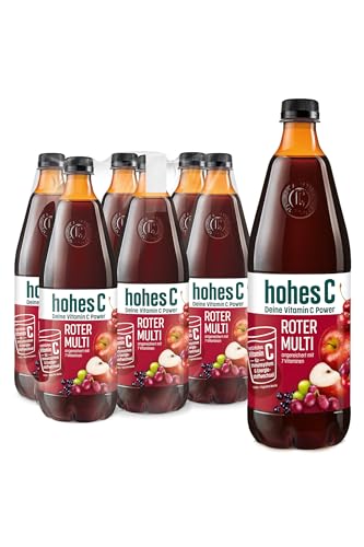 hohes C Roter Multivitamin (6 x 1l), 100% Saft, Apfel, Traube, Zitrone, 7 Vitamine, ohne Zuckerzusatz