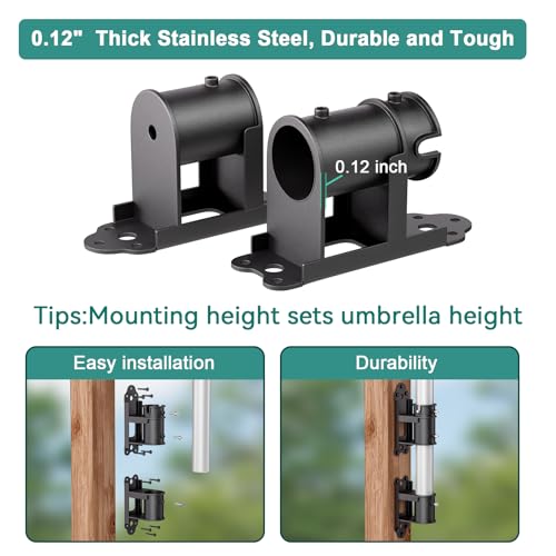 Antsky Patio Umbrella Holder, Stainless Steel Outdoor Umbrella Mount Bracket for Deck Railing, Adjustable Base Width (Fit MAX OD 2 Inch) by Antsky - Used condition - Image 4