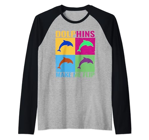 Los delfines me hacen Flip Marine mamíferos mujeres Dolphinkeeper Camiseta Manga Raglan