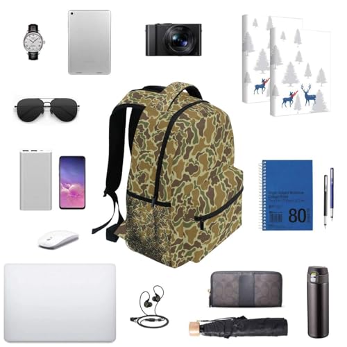 QUGRL Vintage Duck Hunter School Backpack for Girls Boys Yellow Camouflage Large Bookbag Laptop Computer Bag Casual Hiking Travel Daypack Backpack Schoolbag for Teens College 16 Inch4