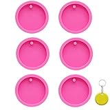 FAFAHOUSE 6 Pack Round Keychain Silicone Mold Circle Keychain Charms Epoxy Resin Molds Casting Molds...