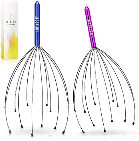 HOFASON Scalp Massager, Handheld Head Massager Tingler, Scratcher for Deep Relaxation, Hair Stimulation and Stress Relief (2 Pack, Random Colors)