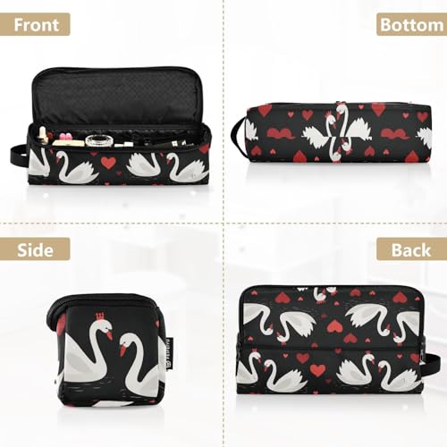 Bolsa de viaje Swan Heart Black Red para herramientas de cabello como plancha, rizador, secador y accesorios, organizador portátil resistente al calor miniatura 5