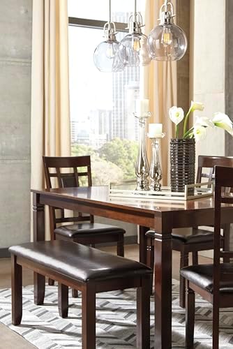 Signature Design by Ashley Bennox 6 Piece Dining Set with Upholstered Bench, Table & 4 Upholstered Chairs, Seats 6, Wood, Brown — view 10