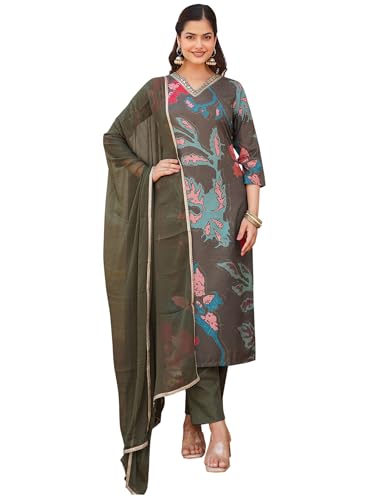Image of Vaamsi Women's Rayon Blend Floral Straight Printed Kurta Pant With Dupatta | Kurta Sets For Woman