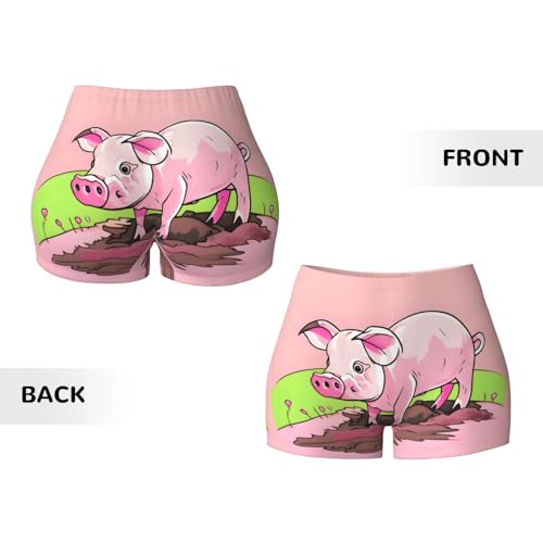 Pink Piglet Pattern Sports Shorts, high Elastic Slim Fitness Pants, Suitable for Yoga/Leisure/Daily wear3