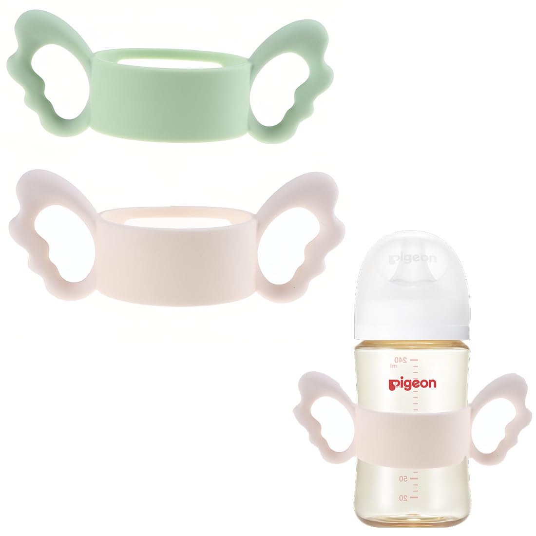 2 Maniglie Per Biberon In Silicone - Design Ad Angelo, Per Presa Sicura, Facili Da Pulire (4.5x13 Cm) - Foto 10