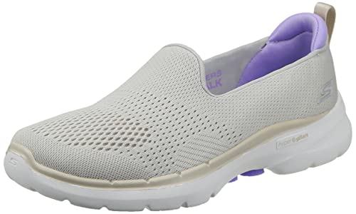 Skechers,WOMEN'S,GO WALK 6,SLIP ON,TAUPE LAVENDER,37.5 EU