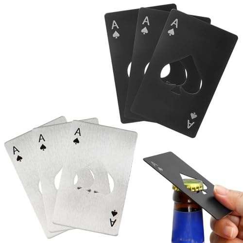 6Pcs Poker Card Bottle Openers Credit Card Size Poker Ace of Spades Bottle Openers for Wallet Pocket Wedding Birthday Party (6)