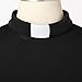 CAMDOM Church Clergy Dress for Women Minister Half Sleeve Loose Elegant Dress with Tab Collar Black