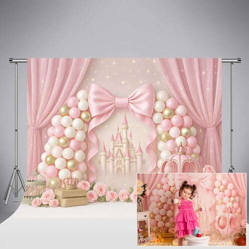 Toile de fond photographique Kate château rose carrosse pour séance photo anniversaire fille