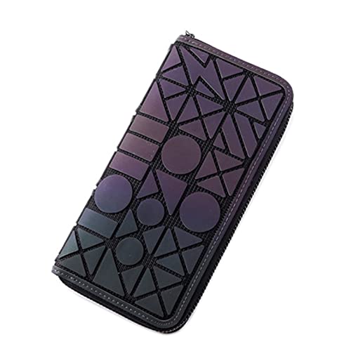 -Small Card Package Women's Geometric rhizo Wallet Long Zipper Mobile Phone Bag Wallets Big banknotes Bright Color Hand Bag (A)2