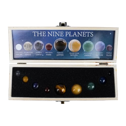 VOANZO 9 Planetas decoración Solar Juego de Bolas de Piedras Preciosas de Cristal caídas decoración de Escritorio Celestial y Regalo Creativo Impresionantes Cristales para el hogar o la Oficina