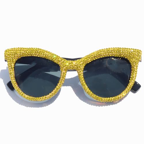 ICARA Cat Eye bling rhinestone Sun Glasses Retro Cateye Diamond Sunglasses for Women UV400 Protection