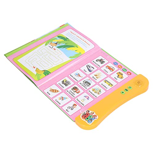 TARSHYRY Libro Sonoro Interattivo per Bambini Impara lo Spagnolo con Animali, Frutta e numeri. Giocattolo Educativo per Neonati e Bambini in età Prescolare (ORANGE)