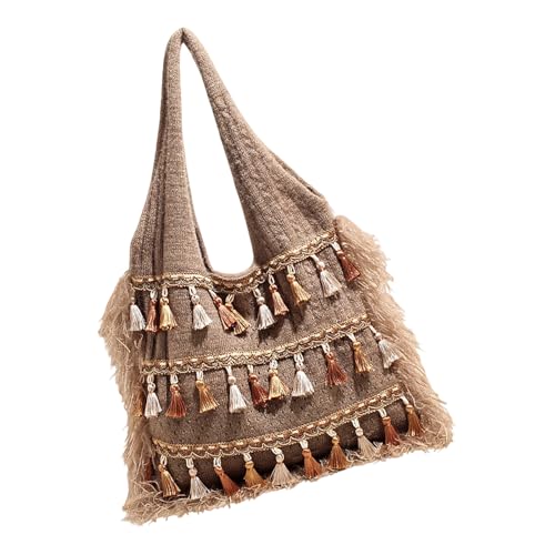Sac de plage crocheté femme grand sac à bandoulière hobo zippé