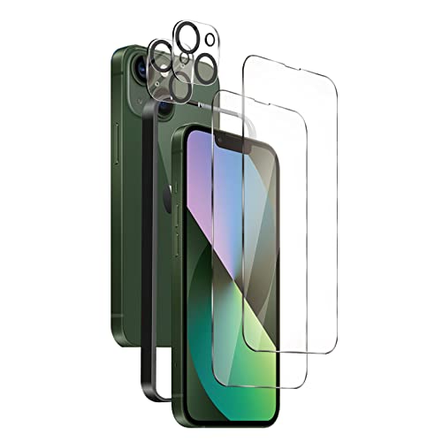 【2+2 枚セット】 アイフォン13 保護フィルム + いpほね13 カメラフィルム 硬度9H キズ防止 【ガイド枠付き/ケースに干渉しない】高透過率 飛散防止 自动吸着 iphone 13 フィルム + iphone13 カメラ保護 6.1インチ 対応