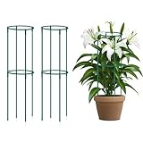 Small Tomato Cage 2 Pack,SupKing Adjustable Plant Trellis Plastic Potted Support Ring Stakes for Indoors Garden Climbing Vines Peony Cucumber,Comes 20 Twist Ties